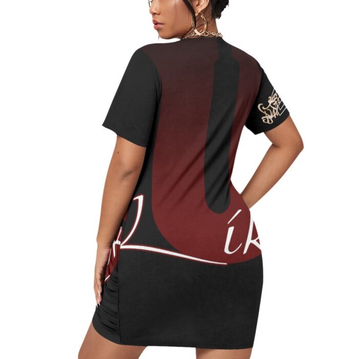 Stacked Hem Dress With Short Sleeve（Plus Size) - 2GS - ULIKE - BLK - Image 4