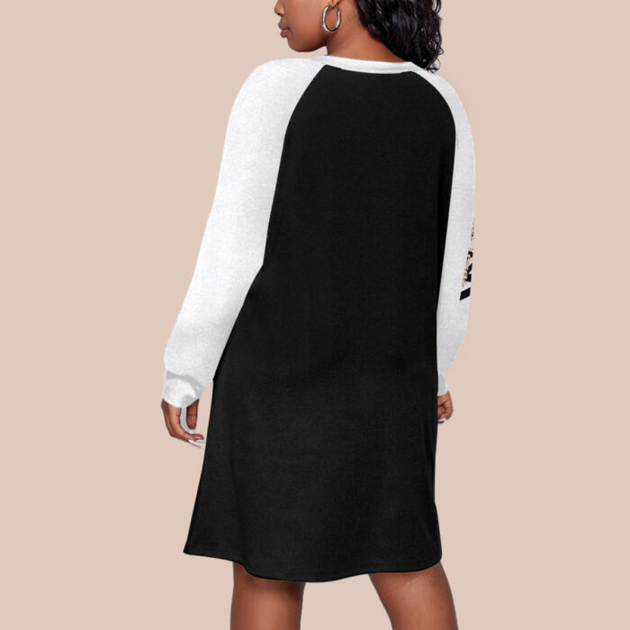 Women's Dress With Raglan Sleeve(Plus Size) - 35M - BLK - Image 4