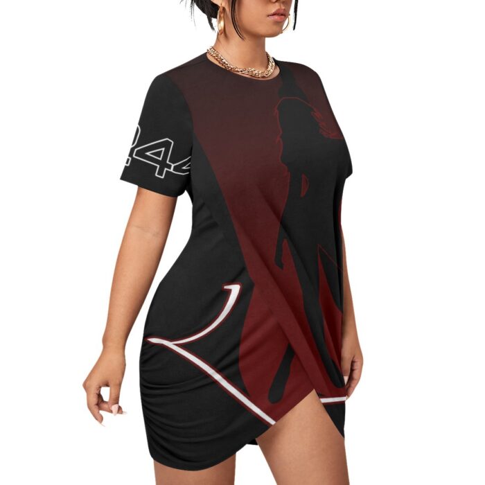 Stacked Hem Dress With Short Sleeve（Plus Size) - 2GS - ULIKE - BLK - Image 3