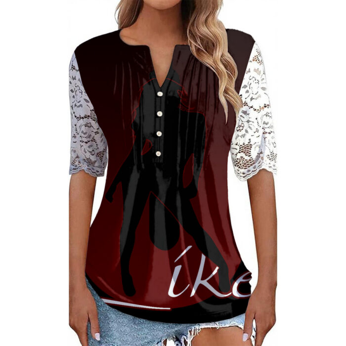 Lace Sleeve Shirt - 2GS - ULIKE - BLK