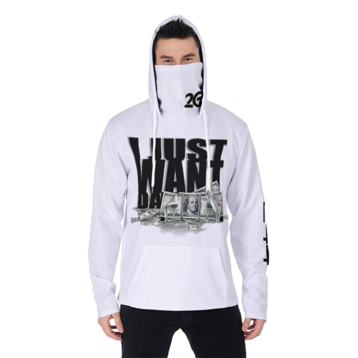 Heavy Fleece Hoodie With Mask - 2GS - MONEY - WHT