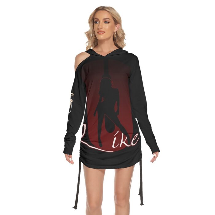 One-shoulder Dress With Waist Shirring - 2GS - ULIKE - BLK - Image 2