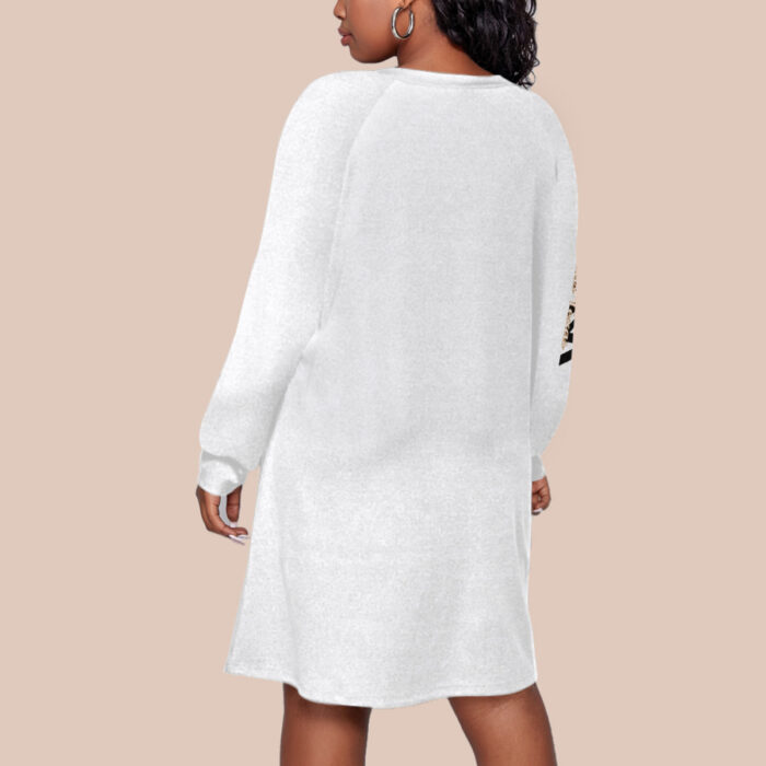Women's Dress With Raglan Sleeve(Plus Size) - 35M - WHT - Image 4
