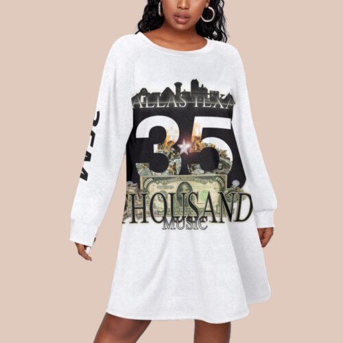 Women's Dress With Raglan Sleeve(Plus Size) - 35M - WHT