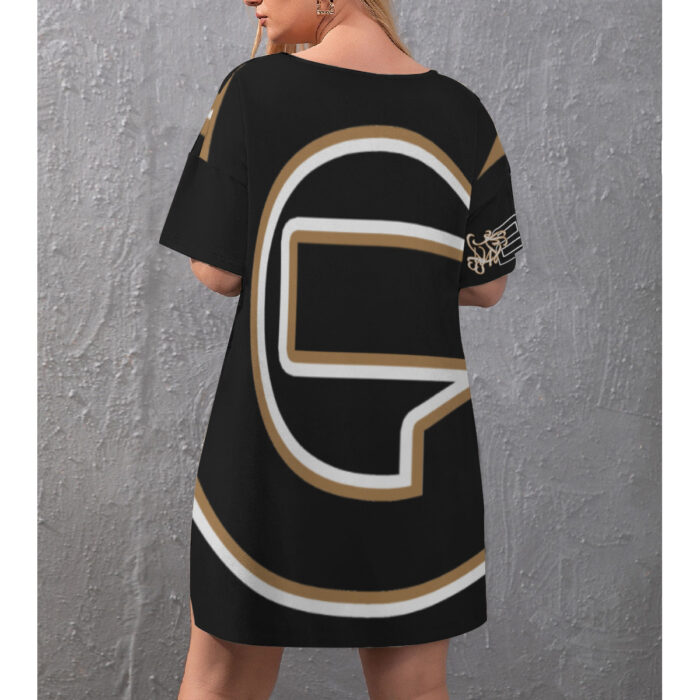 Drop-Shoulder T-Shirt with Side Split and Shorts (Plus Size) - 2GS - BLK - Image 2