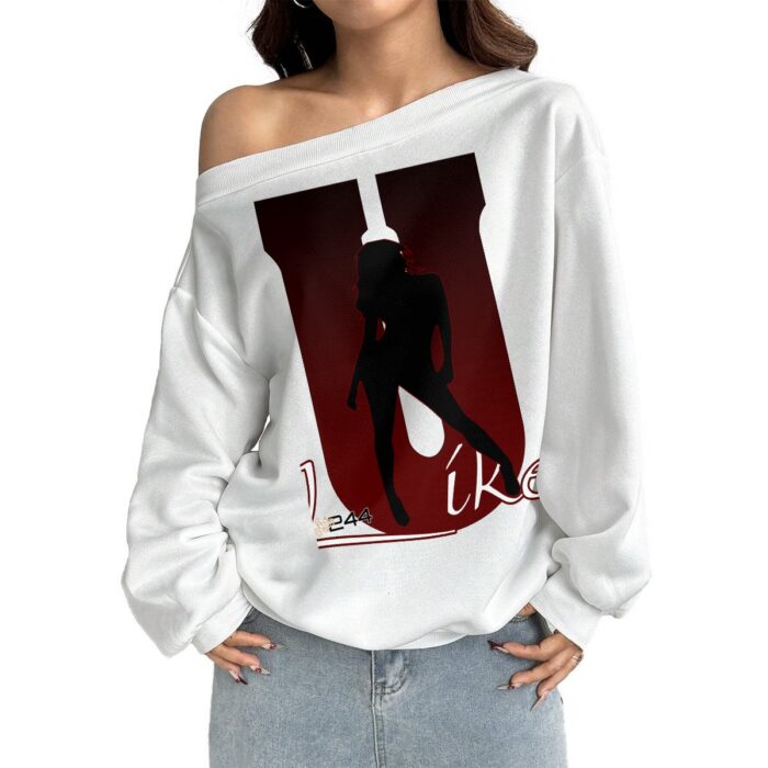 Off-Shoulder Sweatshirt with Micro-Fleece Lining - 2GS - ULIKE