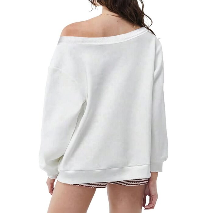 Off-Shoulder Sweatshirt with Micro-Fleece Lining - 2GS - ULIKE - Image 2