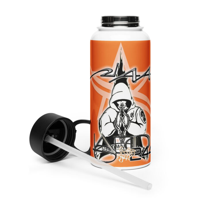 Stainless steel water bottle with a straw lid - 2GS - ORG - Image 2