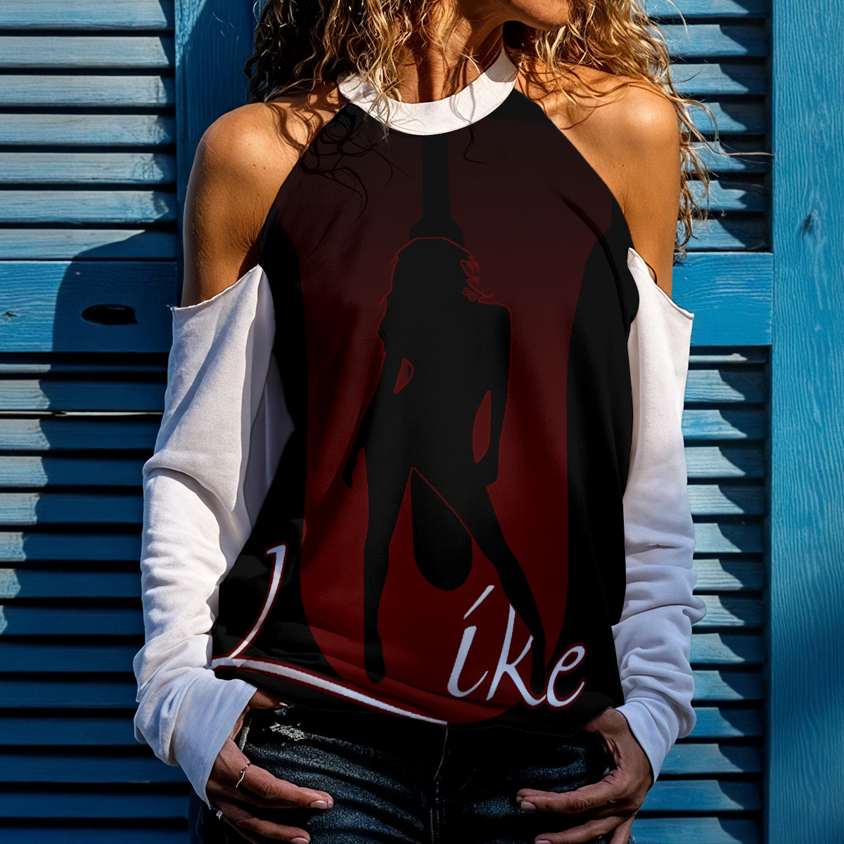 Cold Shoulder Sweatirt (2GS-ULIKE) WHT