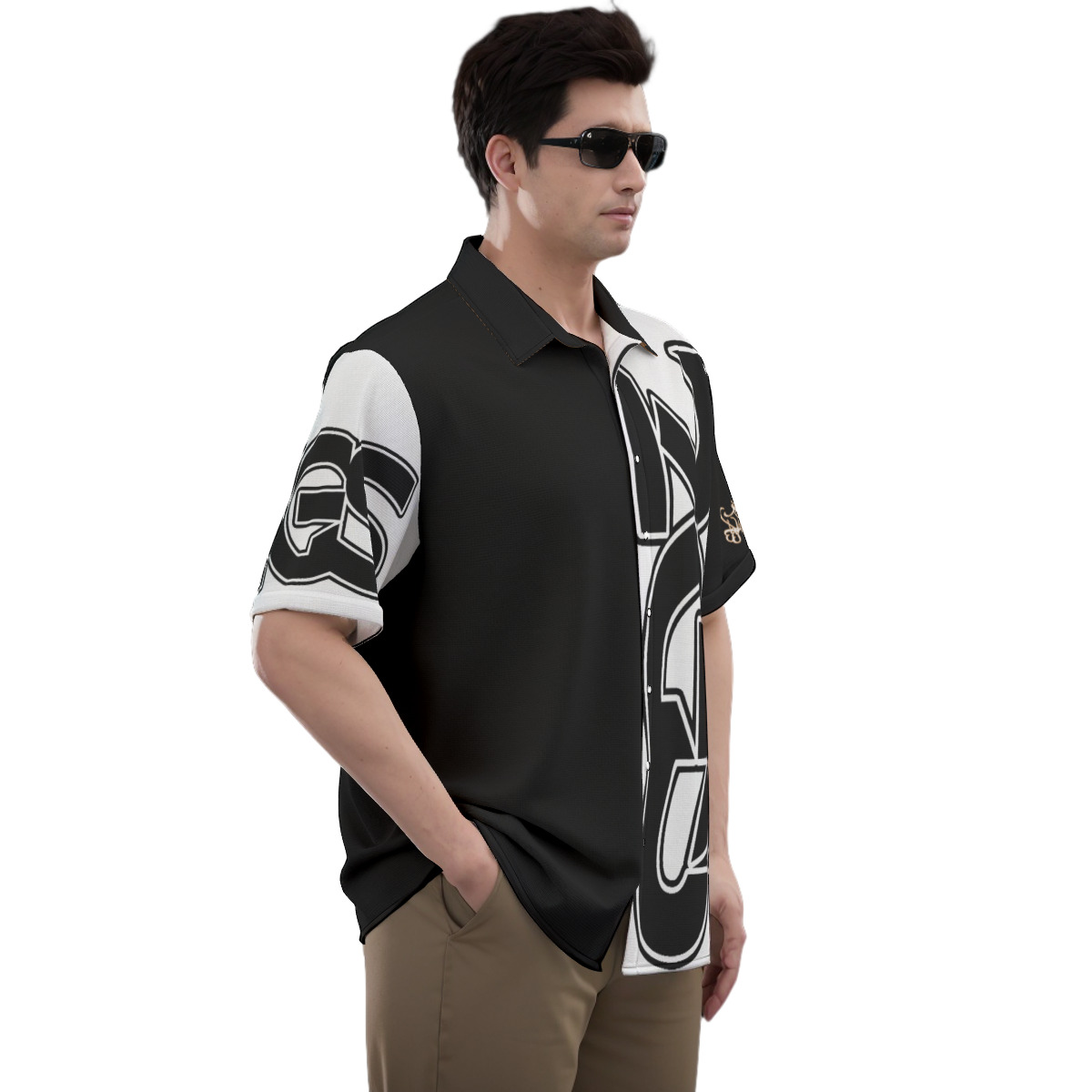 Shirt With Folding Sleeve (2GS) BLK/WHT - Image 2