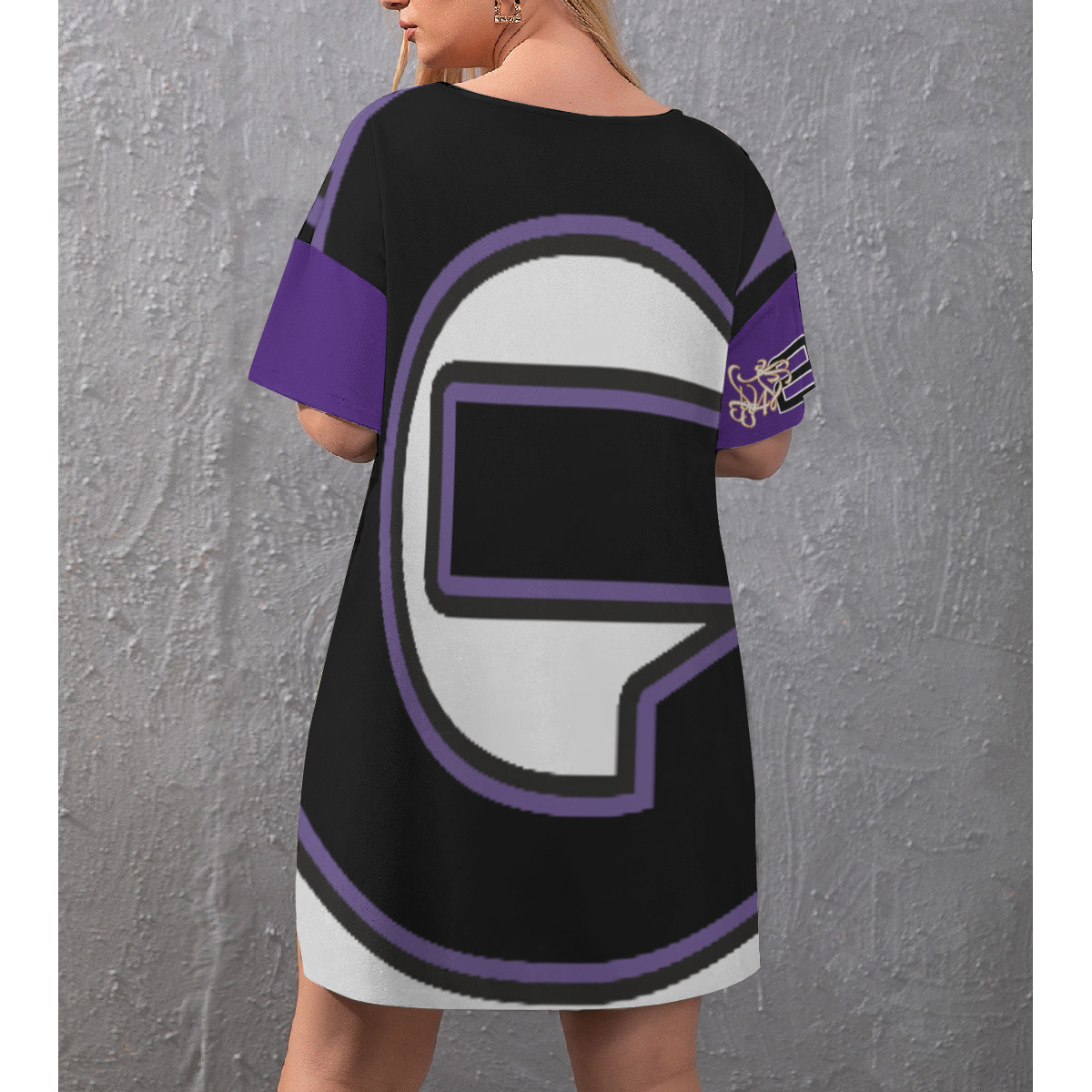 Drop-Shoulder T-Shirt with Side Split and Shorts (Plus Size) (2GS) PURP - Image 3