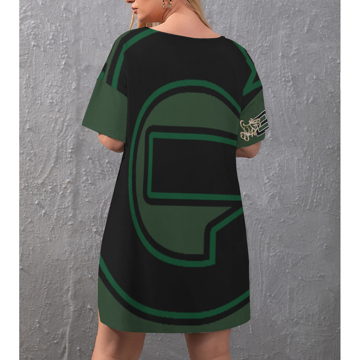 Drop-Shoulder T-Shirt with Side Split and Shorts (Plus Size) (2GS) FOREST - Image 3