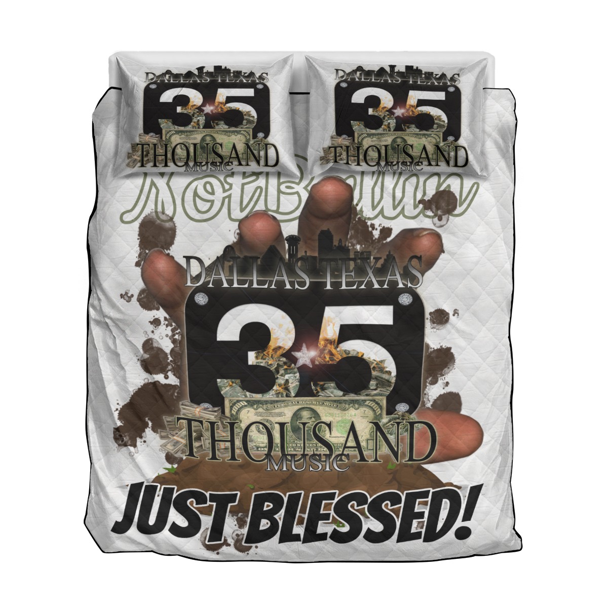 Quilt & Pillow Cases With Edge-wrapping Strips (35M-BLESSED) WHT - Image 2