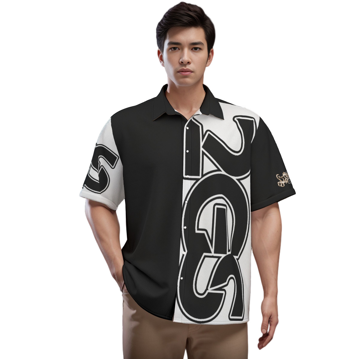 Shirt With Folding Sleeve (2GS) BLK/WHT