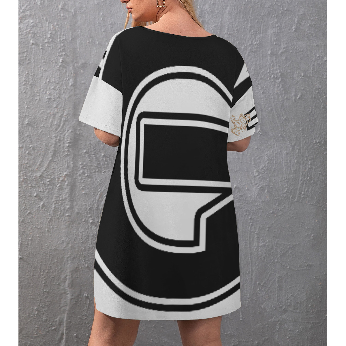 Drop-Shoulder T-Shirt with Side Split and Shorts (Plus Size) (2GS) WHT - Image 2