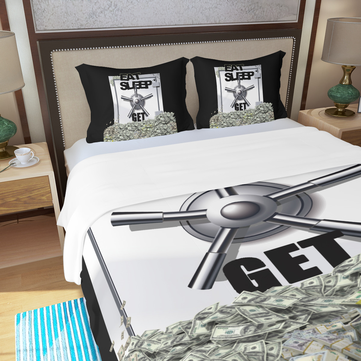 Three Piece Duvet Bedding Set - 2GS (MONEY) BLK