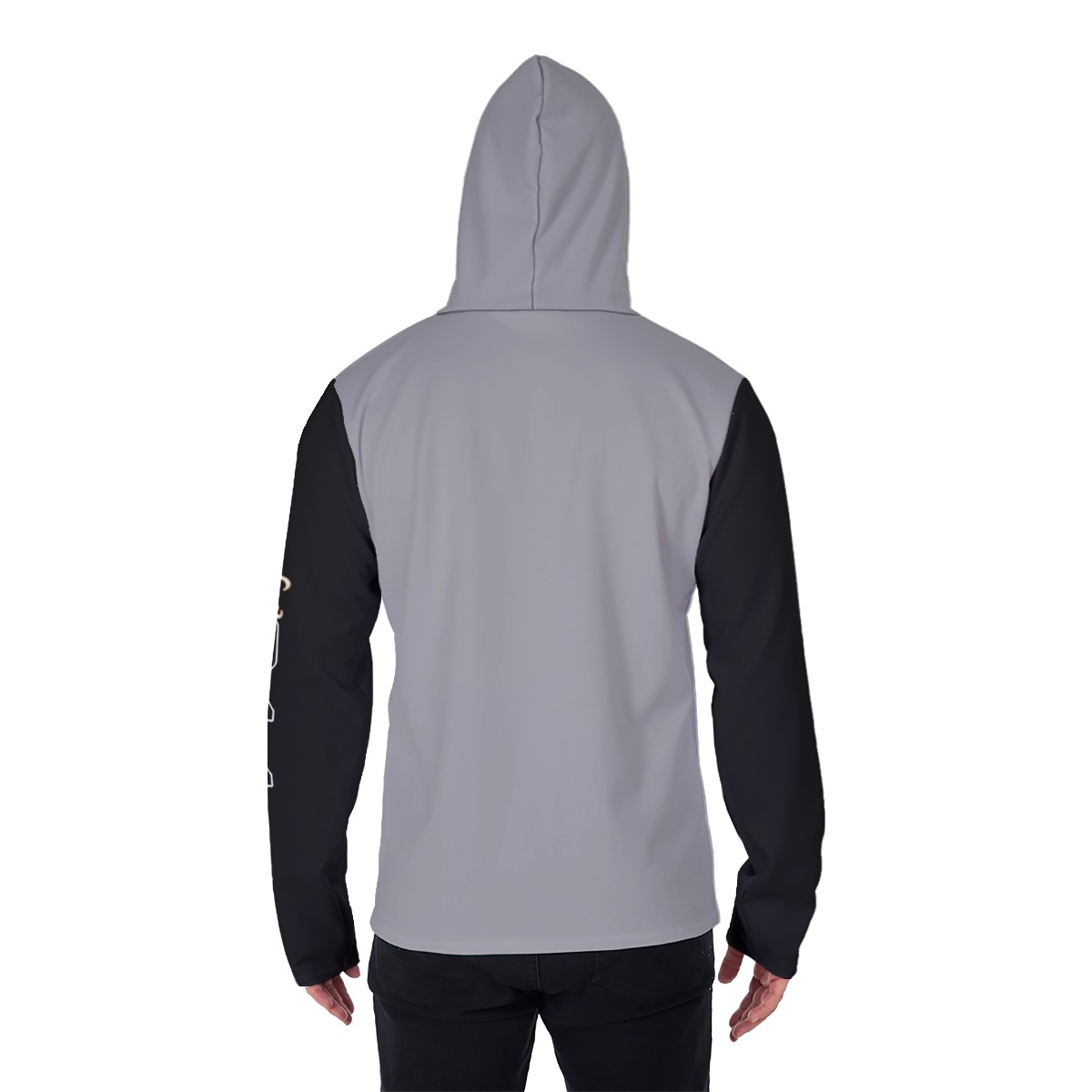 Men's Heavy Fleece Hoodie With Mask - MONEY GRY/BLK - Image 4