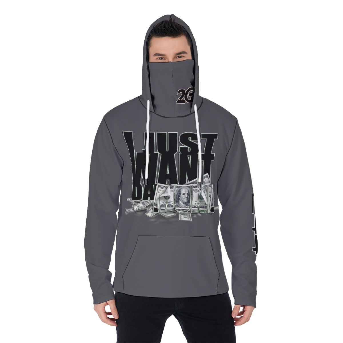 Men's Heavy Fleece Hoodie With Mask - MONEY GRY