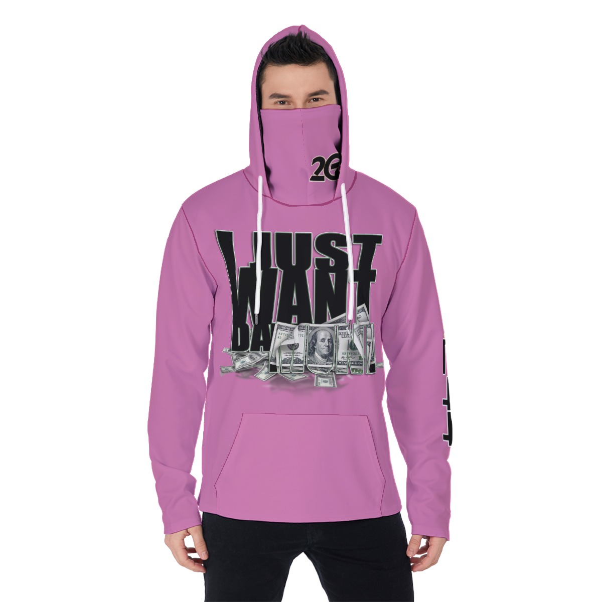 Men's Heavy Fleece Hoodie With Mask - MONEY PNK