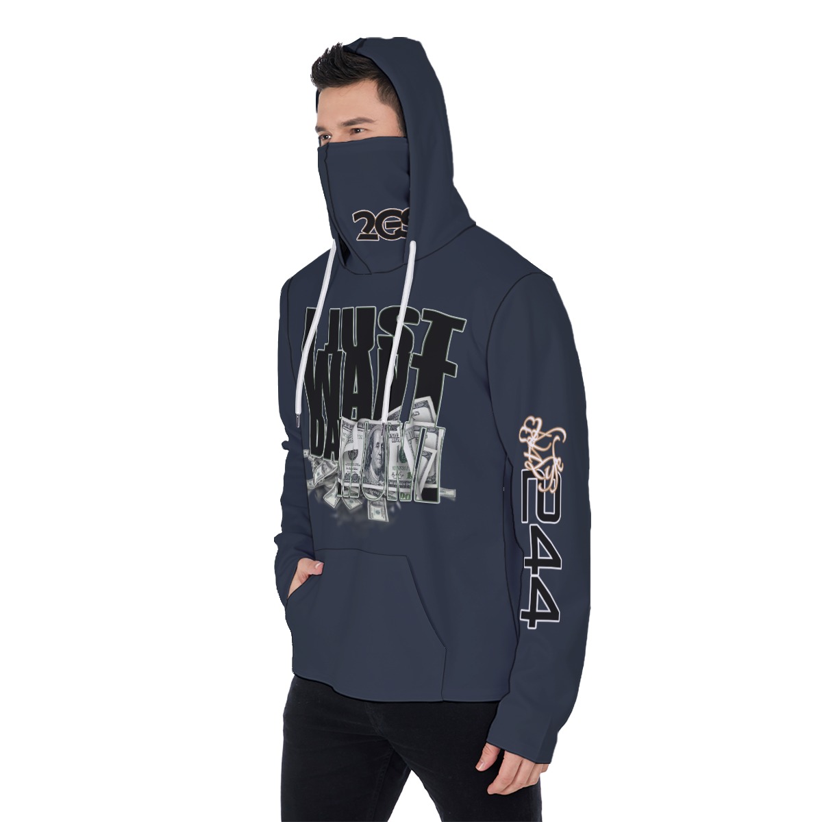 Men's Heavy Fleece Hoodie With Mask - MONEY NV - Image 3
