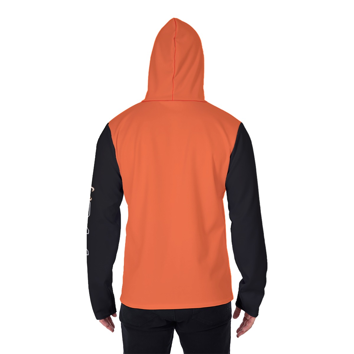 Men's Heavy Fleece Hoodie With Mask - MONEY ORG/BLK - Image 4