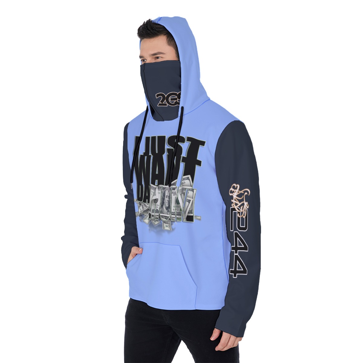 Men's Heavy Fleece Hoodie With Mask - 2GS MONEY CAROLINA - Image 3