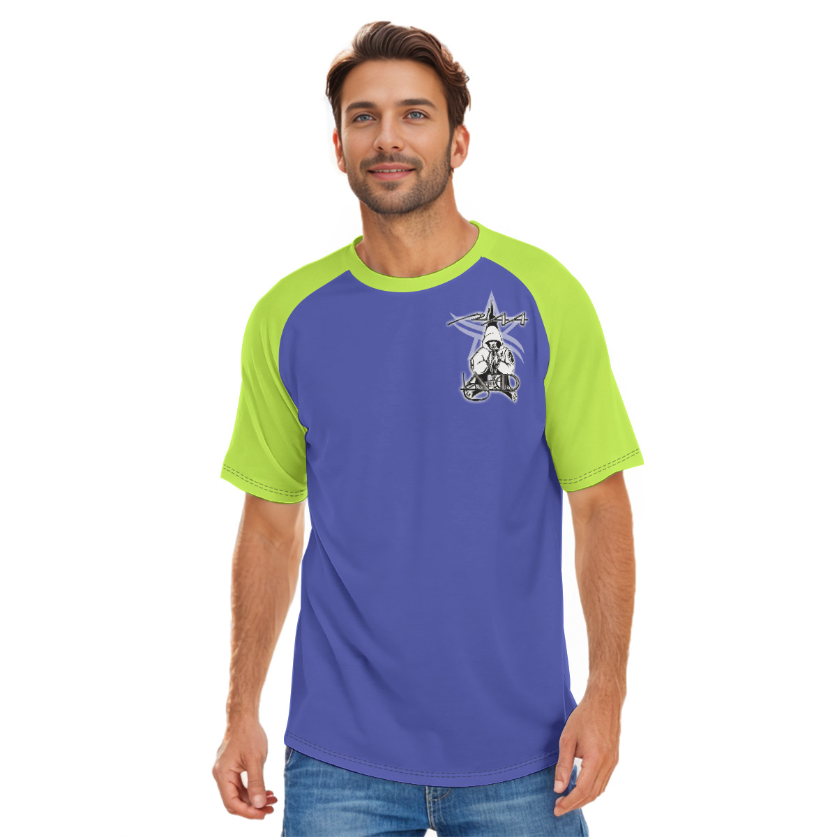 All-Over Print Men's O-neck Short Sleeve T-shirt - 2GS AGG SAFETY BLU/GRN