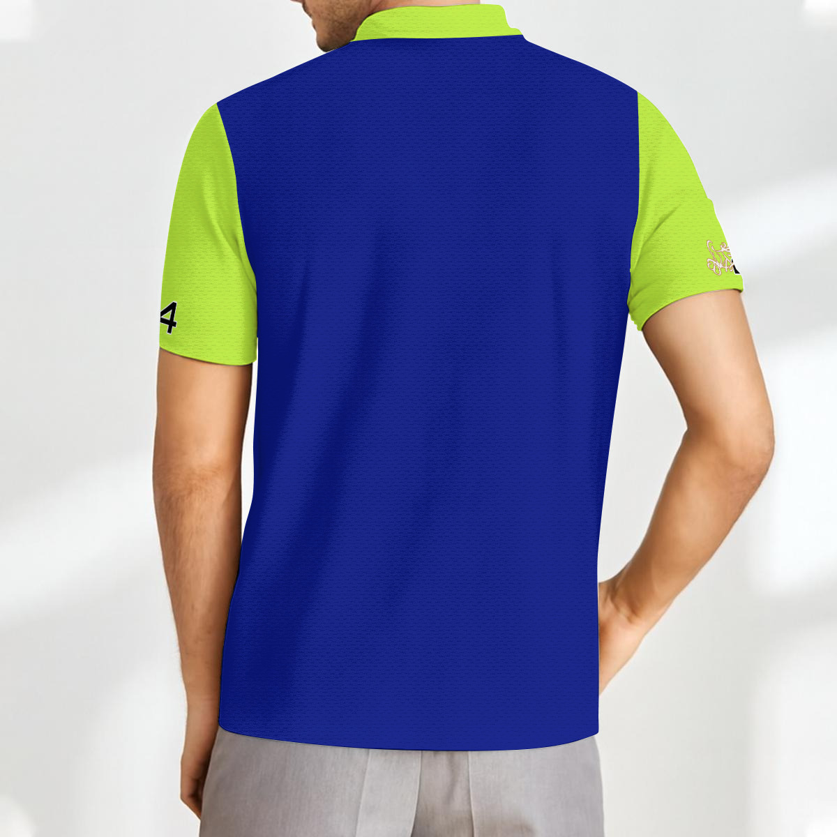 414AA9Men’s Short Sleeve Polo Shirt with Zipper - 2GS SAFETY BLU/GRN - Image 3